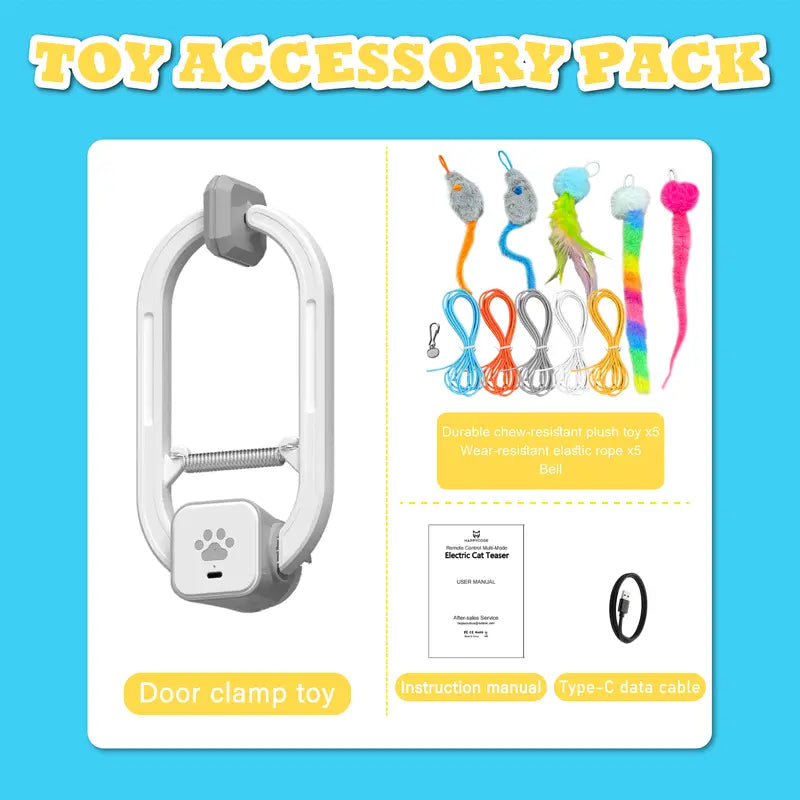 Electric Cat Teaser,  Door-Mounted Interactive Cat Toy— Two Fun Exercise Modes