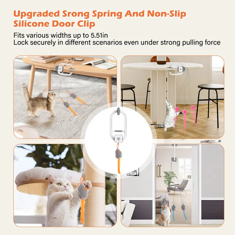 Electric Cat Teaser,  Door-Mounted Interactive Cat Toy— Two Fun Exercise Modes