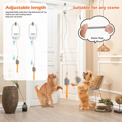 Electric Cat Teaser,  Door-Mounted Interactive Cat Toy— Two Fun Exercise Modes