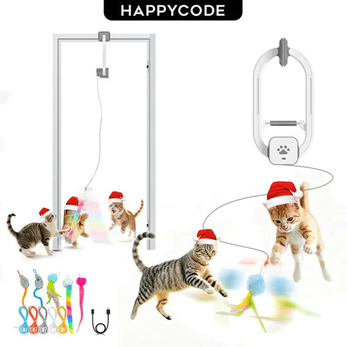 Electric Cat Teaser,  Door-Mounted Interactive Cat Toy— Two Fun Exercise Modes