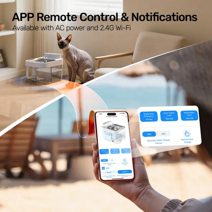 Cat Water Fountain, 2.4GHz Wi-Fi App Control Automatic  Separated Clean