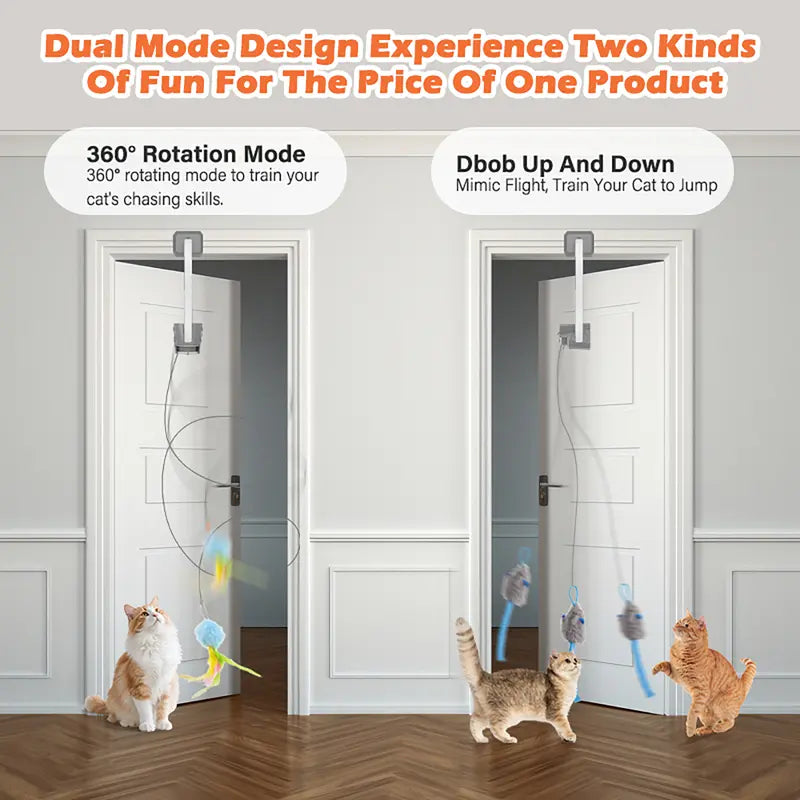 Electric Cat Teaser,  Door-Mounted Interactive Cat Toy— Two Fun Exercise Modes